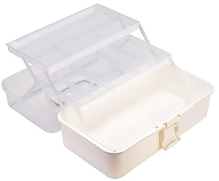 STOBOK Kasten Aufbewahrungskiste Bürstenhalter Aufbewahrungsboxen Zum Organisieren Freunde Tragbare Malerei Werkzeugkoffer Aus Kunststoff Schmuck-Organizer Pp Hausapotheke Weiß Kosmetik