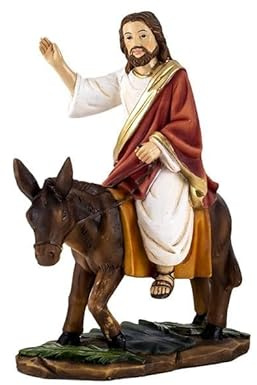 DRW Figura Jesus en borriquilla Resina Pintado a Mano 15 cm