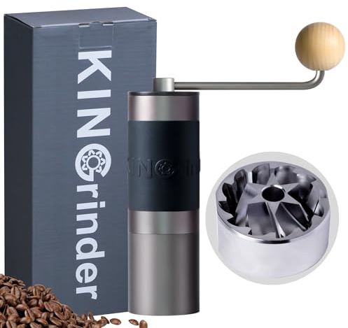 【Iron Gray】KINGrinder K1 Manual Hand Coffee Grinder with Straight Handle for French Press, Drip, Espresso with Assembly Consistency Stainless Steel Conical Burr Mill, 20-25g Capacity