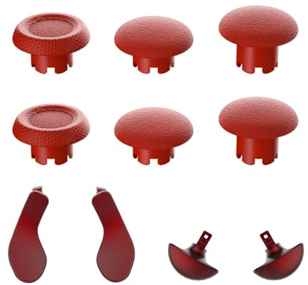 Hzxkqmil Ersatz Thumbsticks für PS5 Edge Controller, Benutzerdefinierter Joystick Analoger Stick Daumen-Griffe & Metall-Rücken-Paddles Trigger Knöpfe für PS5 Edge Controller, Rot