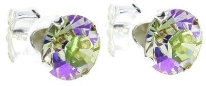 pewterhooter Vintage Luminous Green Austrian Crystal Sterling Silver Stud Earrings for Women with Gift Box