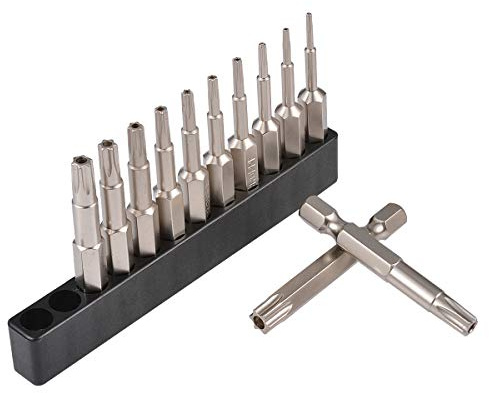 HOHXEN 12 Piezas 50mm Torx Destornillador, 1/4'' Mango Hexagonal Magnético a Prueba de Manipulaciones de Seguridad Torx Bits, Plum Blossom Destornillador - T5,T6,T7,T8,T9,T10,T15,T20,T25,T27,T30,T40