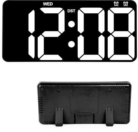 Sukeen Digitale Wanduhr Groß 14 Mit Fernbedienung, LED-Anzeige, Datum, Tag, Temperatur, Wecker, Countdown, Helligkeitseinstellung - Tischuhr für Wohnzimmer, Büro, Schule