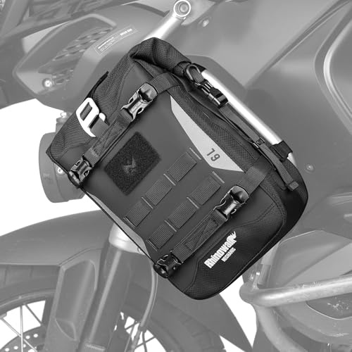 ENJOHOS 6L Wasserdicht Motorrad Sturzbügeltasche MOLLE mit Schultergurt | ENJOHOS 6L Wasserdicht Sturzbügeltasche Seitentasche MOLLE erweiterbar mit Schultergurt für Rahmen Stoßstangen, Schwarz
