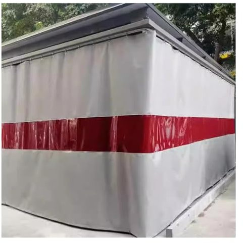 Manta De Protección Para Soldadura Cortina Ignífuga Pantallas Divisorias De Soldadura Recubierto De Silicona Con Ventana Roja - Ignífugo - Taller, Sitio Industrial(10X3 M)