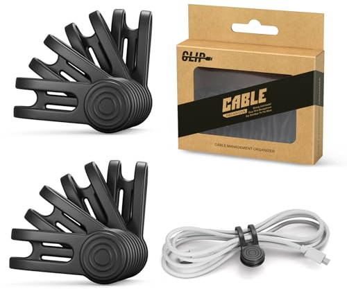 Xrkuu 8 Pack Magnetic Cable Ties, Reusable Silicone Cord Organiser Black | Silicone Magnetic Cable Tidy Clips for Home Office Wire Bundling, Desktop USB Charging Cords and Earphones
