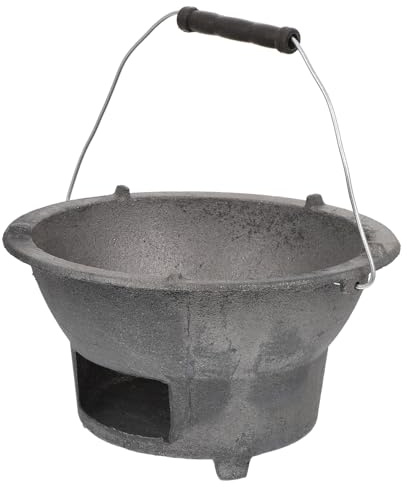 INOOMP Portable Cast Iron Charcoal Barbecue Stove Outdoor Bbq Grill Heat Resistance Cooking Stove for Camping and Backyard Barbecue