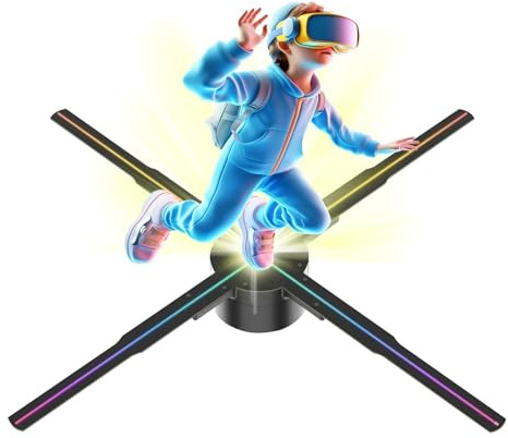 Ventilatore olografico 3D LED Insegna luminosa Luci pubblicitarie for le feste Telecomando Wi-Fi Proiettore video Immagine