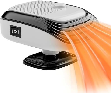 QIAKEFE Chauffage de Voiture Portable 12V/24V, Chauffage soufflant 120 W, Chauffage Rapide & Dégivrage - 2 en 1 Chaud/Froid, pour Voiture Particulière et Camion (Blanc - Voiture12V)