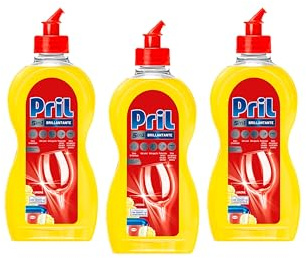 Pril 5in1 Brillantante Limone per Lavastoviglie (3 confezioni da 500ml), Per una brillantezza superiore e un'extra asciugatura anche della plastica