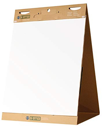 Bi-Office Earth-It Bloc de Reuniones de Papel Reciclado, para Pizarra Rotafolios, Papel Autoadhesivo, 20 hojas por Bloc, 80 g/m², Paquete de 6 Blocs