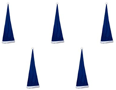 Ciffre 5 er Set Lange Weihnachtsmütze Nikolausmütze Blau Uni Schlicht einfach Mütze X64