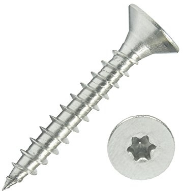 100 Spanplattenschrauben 6,0x40 Edelstahl A2 V2A VA Torx Vollgewinde Holz | Edelstahlschrauben Spanplattenschrauben mit Senkkopf, Holzschrauben, Holzbauschraube, Universalschrauben mit verstärktem Kopf