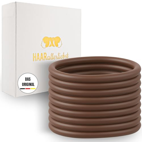 HAARallerliebst® unisex Silikon Haargummis 9 Stück - Premium Haargummi Zopfgummi braun ultra starker Halt - Männer & Herren, Damen & Mädchen, Sport - Hair ties Haarschmuck inkl. Box zur Aufbewahrung