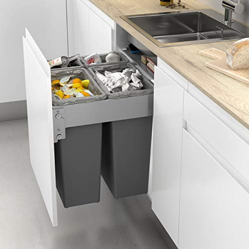 Menage Confort Cubo de Basura extraíble con Apertura automática para Armario de Cocina con 4 contenedores