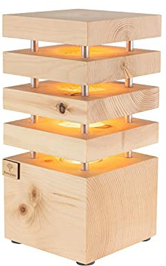 LED-Lampe 12,5 x 12,5 x 26 cm - Schlafzimmer-Lampe aus ZHolz - Handgefertigt in Österreich