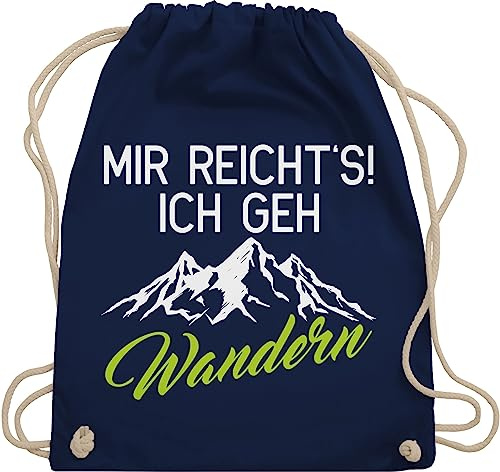 Turnbeutel Rucksack - Hobby Outfit - Mir reicht's ich geh wandern - Unisize - Navy Blau - wandergeschenk sportbeutel läufer laufsport berg beutel wandergeschenke joggen laufen berge stoffrucksack