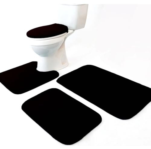 4 Piece Bathroom rug set with Toilet Lid Cover and Memory Foam Bath Mat Sets 3 Piece and U-Shaped Toilet Floor Rug Back