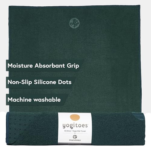 Manduka Yogitoes Yogamatten-Handtuch – leichte, schnell trocknende Mikrofaser, rutschfeste Technologie, Verwendung in Hot Yoga, Vinyasa und Power, 180,3 x 61 cm, Tiefsee