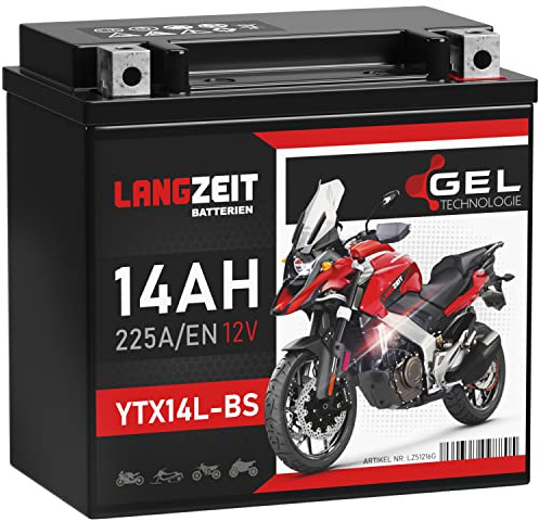 LANGZEIT YTX14L-BS Motorradbatterie 12V 14Ah HVT-03 GEL Batterie 51216 HVT3