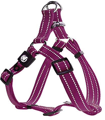 DDOXX Reflektierendes Nylon Step-In Hundegeschirr - Verstellbare Brust Welpengeschirr für alle Größen - M (Lila)