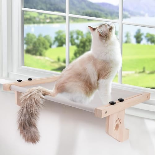 Hamaca Cama Gato Ventana para Amaca Camita Gatos, Cama Colgante para Gatos Ajustable Almohadilla Suave Extraíble y Lavable Que Soporta hasta 18kg