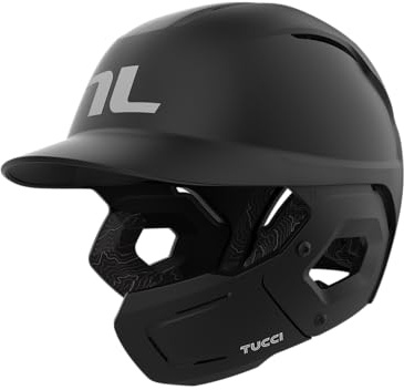 TUCCI Potenza Batting Helmet with Jaw Flap, L/XL, Matte Black, Right-Handed Hitter