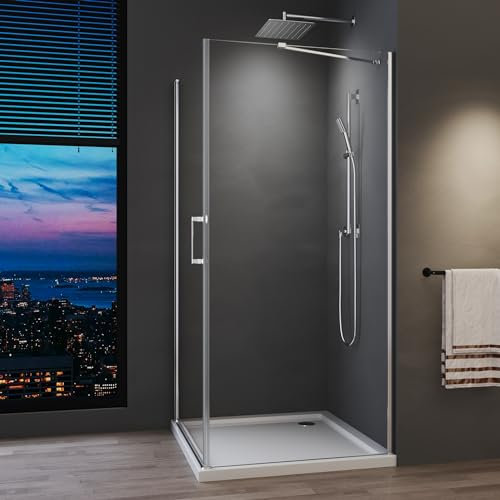 Duschkabine 90x75x195 cm Eckeinstieg Duschabtrennung Duschtür mit Seitenwand Duschwand 6mm ESG Nano Echtglas,Kann auf Einer Duschwanne oder Direkt auf dem Boden Montiert Werden