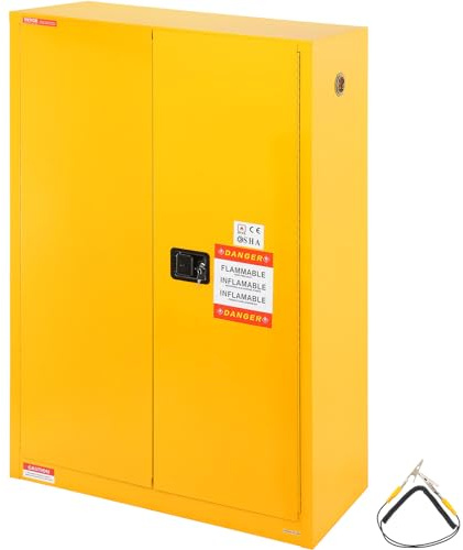 VEVOR Armoire de Sécurité pour Produits Inflammables 170,3 L 109x46x165,5 cm, Armoire Coupe-Feu pour Liquides Inflammables en Acier Laminé à Froid, avec 2 Étagères Réglables, pour Usage Industriel
