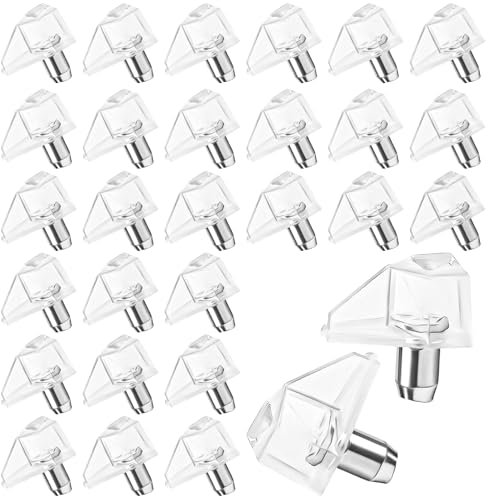 TNEDFOD 100 pezzi Supporti per Ripiani, Supporti per Ripiani Trasparenti da 5 mm, Supporti per Ripiani a Innesto Supporti per Ripiani, per Armadi, Scarpiere, Scaffali, Supporti per Ripiani