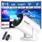 [App Integrada]2025 Proyector Portátil, 1080P Full HD, Soporte 4K, Mini Proyector Vídeo con WiFi 6 y BT 5.2, Soporta Rotación de 180°, Corrección Keystone Automática, Compatible con HDMI/TV Stick/USB