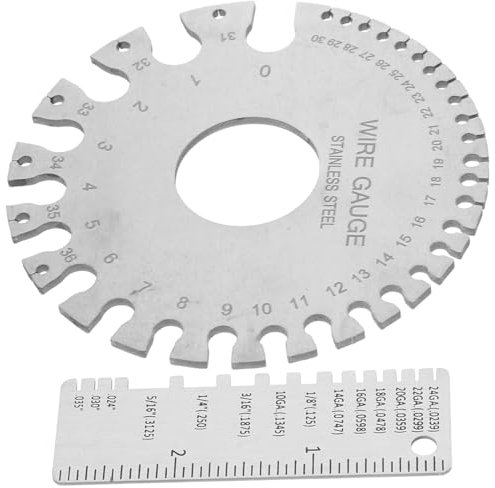 ERINGOGO 2pcs Precision Engineering Round Sheet Gauge Stainless Steel Dual Sided Wire Cable Measuring Tool for Quality Control