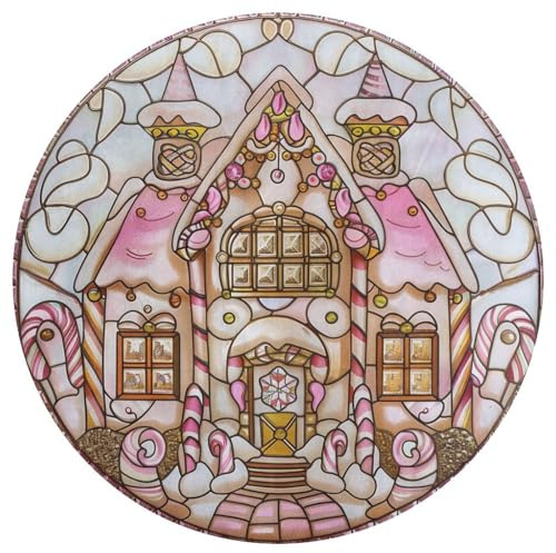 Jubonexis Tappeto rotondo in vetro colorato, con canne di zucchero, stile moderno, antiscivolo, 90 cm