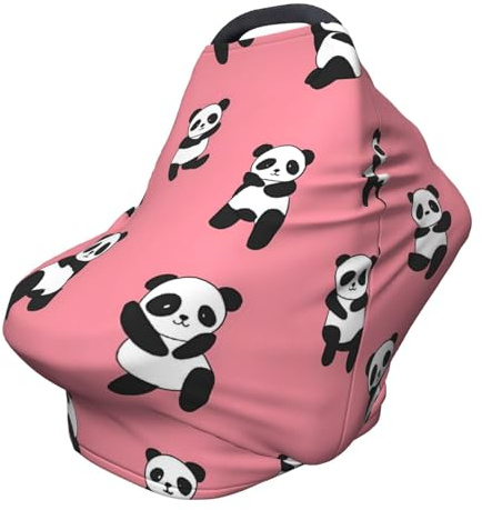 Söt panda amningsskydd 360° full täckning tecknad stretch halsduk för amning och bilstolsskydd passar för de flesta barnvagnar och barnvagnar