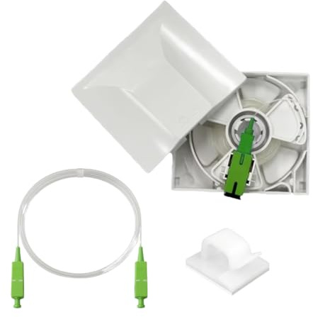 Kit Essentiel Rallonge Fibre Optique Orange SFR Bouygues - 40m - Câble Transparent Sur Enrouleur + Jarretière Invisible 3m SC-APC/SC-APC + 20 Clips Adhésifs - Déplacement/Déportation De Box Internet