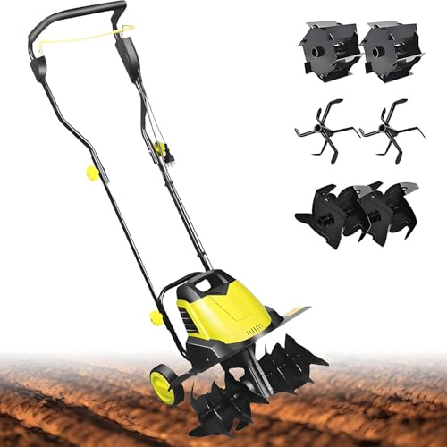 2 400 W elektrisk kultivator, 3 blad, 45 cm bearbetningsbredd och 22 cm djup, 2 hjul jordrotavator för trädgård, bondgård, gräsmatta
