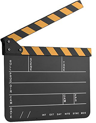 Docooler Dry Erase Acrylique Réalisateur Film Clapet Film TV Cut Action Scène Clapper Conseil Ardoise avec Bâton Jaune & Noir, Noir / Blanc (Tableau Noir)