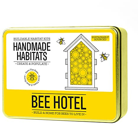 Gift Republic Handmade Habitats Personalised Bee Hotel Kit with 6-Pack Colouring Wooden Pencils Pencil Colours Orange/Black/Purple/Red/Green/Light Blue