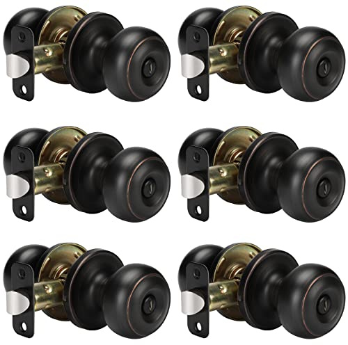 Goldenwarm Oil-Rubbed Bronze Interior Door Knobs, Interior Door Knobs Bedroom, Bronze Door Knob Privacy, Oil-Rubbed Bronze Finish Door Knob Interior, DoorKnobs Bulk(6 Pack, Oil-Rubbed Bronze)
