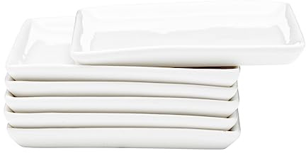 Vikko Mini Dessert Plate, 3.5 White Porcelain Plate, Set of 6 Square Plates for Petit Fours, Pastries, Fruit, Dishwasher Safe