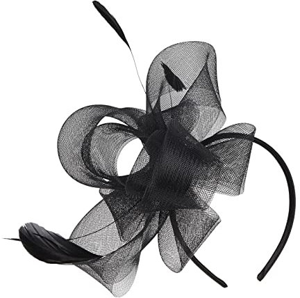 MILAX Fascinator Schwarz Damen Fasching Kostüm Zubehör Ladies’ Cocktail Party Fascinator Feder Fascinators Hut 50er Jahre Fascinator Hut Für Frauen