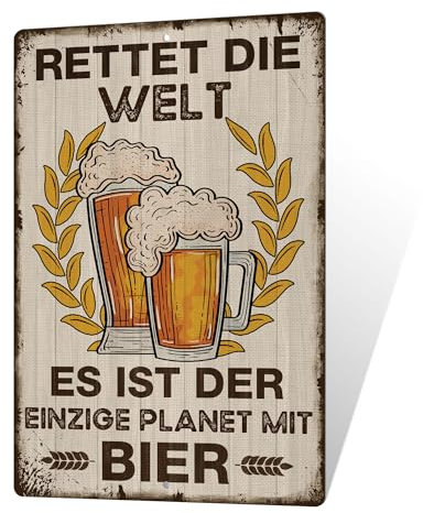 Putuo Decor 1 Stück Vintage Metall Bar Blechschild, Zinn Zeichen Wand Kunst Dekor für Home Bar Pub Club Garage Mann Höhle Dekor 7,8 x 11,8 Zoll (Gelbes Bier)