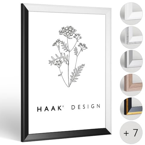Haak Bilderrahmen schmal RICO 30 X 90 cm Schwarz/Weiß Rahmen für Poster Puzzle Bilder Elegant