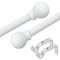 Bastoni per tende, bastoni per tende singole per finestre da 76-226 cm, set di bastoni per tende decorativi da 1,6 cm, bastoni per tende in metallo a giuntura bianca opaca con supporti
