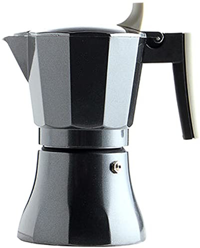 OQHAIR Cafetera de Aluminio para Estufa, cafetera Espresso de Estilo Italiano, cafetera Moka para café molido, capuchinos, Lattes, Ideal para Uso en casa, Fiesta, Oficina, Color Negro
