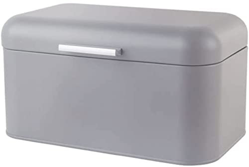 Large Capacity Grey Metal Bread Box with Lid Food Storage Container for Countertop Stylish Iron Bread Holder Kitchen Decor Organizer for Fresh Bread Rustic Farmhouse Design