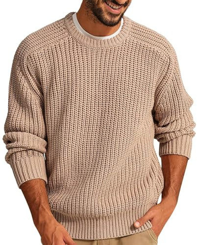 Générique Pull Homme Hiver Chaud Grande Taille Casual Pull Oversize Grosse Maille Tricoté LéGer DéContracté Hauts Thermiques Basique Jumper Tricot Pullover Manches Longues Chaude Quotidien Chandail