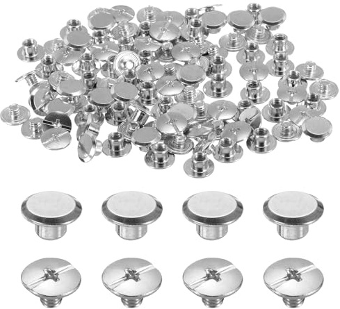 QUARKZMAN 50-pack M5 x 4 mm Chicago skruv metall Phillips huvud bindningsskruvar stolpar spik nitar skruvar nitar för gör-det-själv läder bälte väska hantverk bokbindning, silverlera
