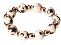 Purelei Coast Ring – Elastischer Ring aus Dalmatiner-Jaspis & Edelstahl in Gold, Silber oder Roségold – Größen S/M & M/L – Stilvoll & anpassbar - Fidget - Anxiety (Rosegold, M-L)