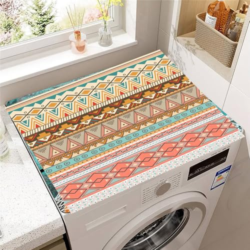 Highdi Style Rétro Coloré Housse de Protection pour Machine à Laver Top, Coussin de Machine à Laver Antidérapant Housse de Machine à Laver pour Machine à Laver Ou Sèche-Linge (Rose,60x60cm)